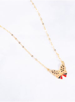 Colorful Zirconic Butterfly Chinese Gold Pendant Necklace