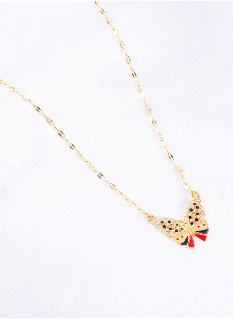 The Black Pearl Accessories - Colorful Zirconic Butterfly Chinese Gold Pendant Necklace - Image 1