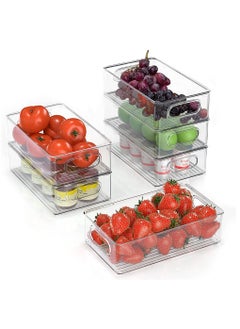 Arabest 6 Pack Refrigerator Organizer Bins, Clear Plastic Kitchen Organizer Food Storage Containers with Handles for Fridge Pantry Freeze Cabinets Countertops  - Image 1