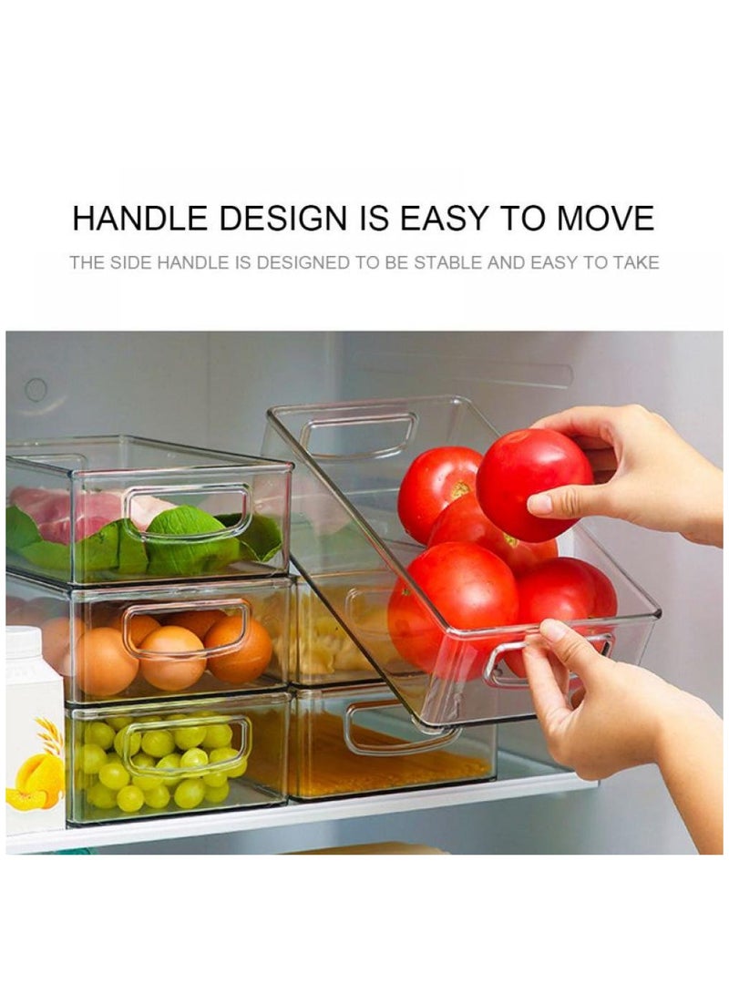 Arabest 6 Pack Refrigerator Organizer Bins, Clear Plastic Kitchen Organizer Food Storage Containers with Handles for Fridge Pantry Freeze Cabinets Countertops - Image 3