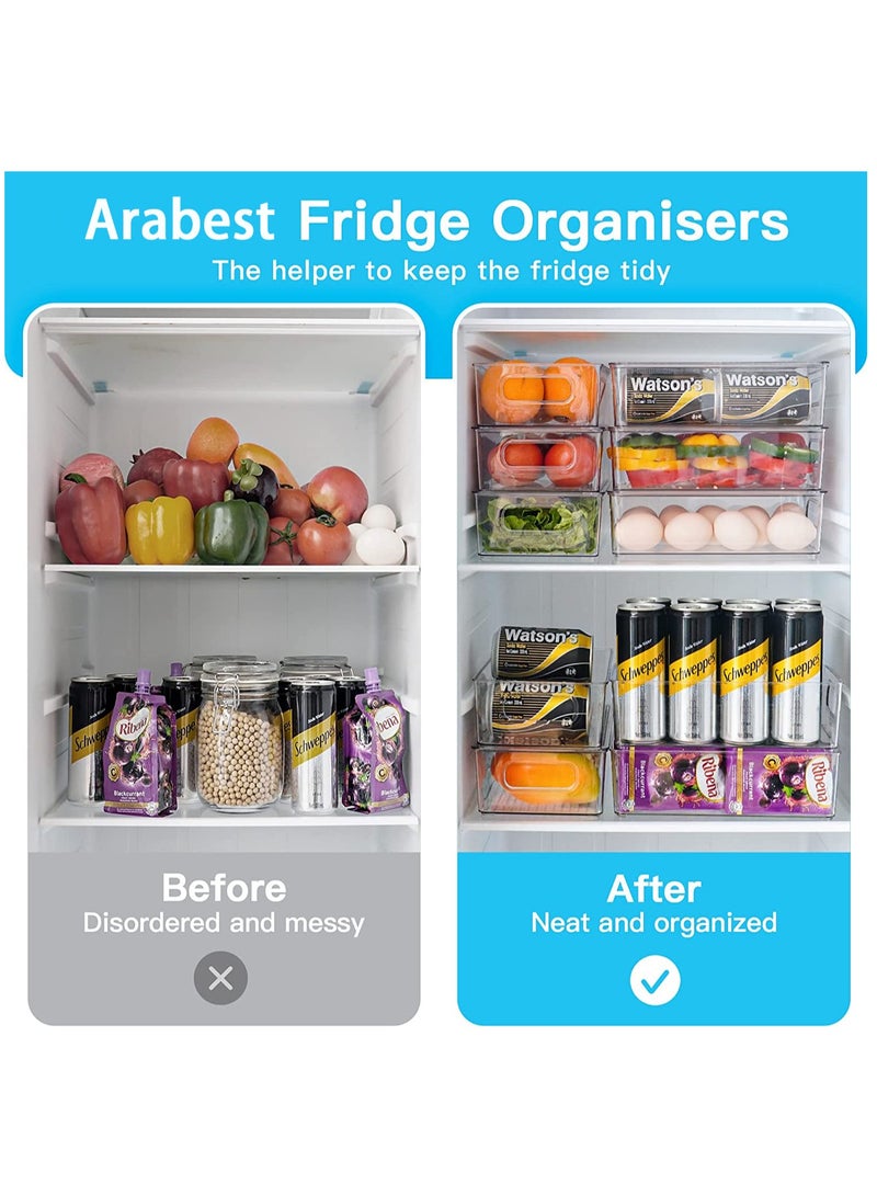 Arabest 6 Pack Refrigerator Organizer Bins, Clear Plastic Kitchen Organizer Food Storage Containers with Handles for Fridge Pantry Freeze Cabinets Countertops - Image 5