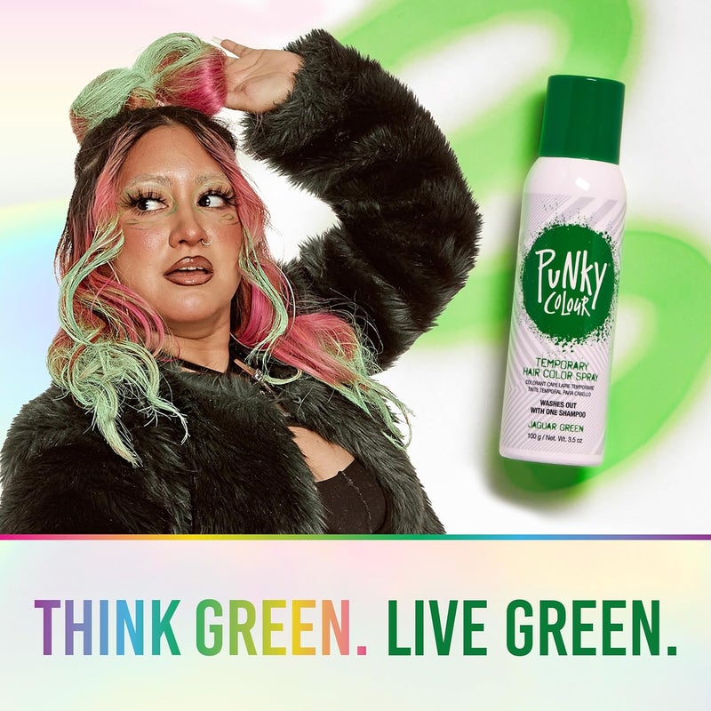 Punky Temporary Hair Color Spray in Jaguar Green - Non-Sticky, Non-Damaging Instant Hair Dye, 3.5 oz - Image 3