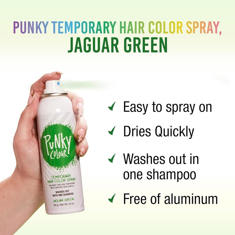 Punky Temporary Hair Color Spray in Jaguar Green - Non-Sticky, Non-Damaging Instant Hair Dye, 3.5 oz - Image 2