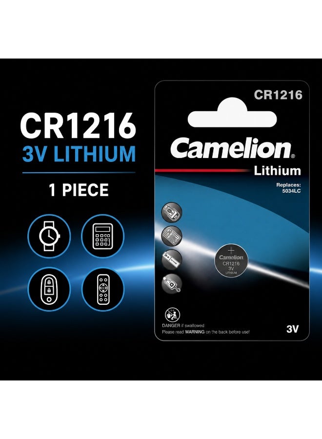 Camelion CR1216 3V Lithium Coin Cell Battery for Car Keys, Watches, Calculators & Electronic Devices - Image 2