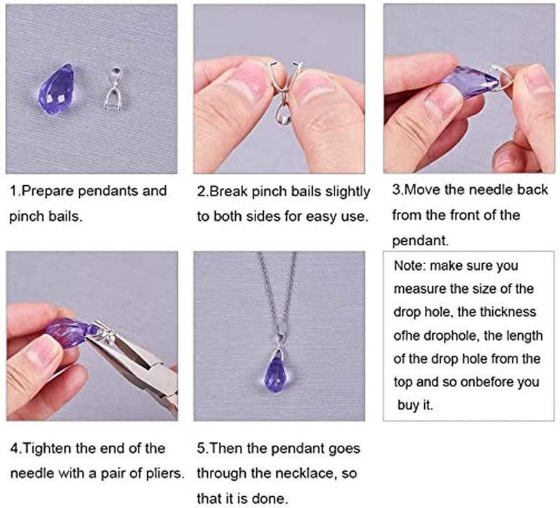 DIY Crafts 10 Pcs, Silver, Brass Pinch Bails Pinch Clip Bail Clasp Dangle Charm Bead Pendant Connector Findings for Pendants Necklace Jewelry (10 Pcs, Silver)