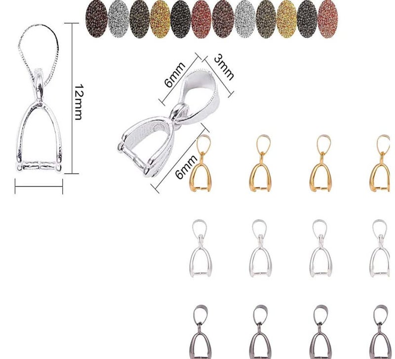 DIY Crafts 10 Pcs, Silver, Brass Pinch Bails Pinch Clip Bail Clasp Dangle Charm Bead Pendant Connector Findings for Pendants Necklace Jewelry (10 Pcs, Silver)