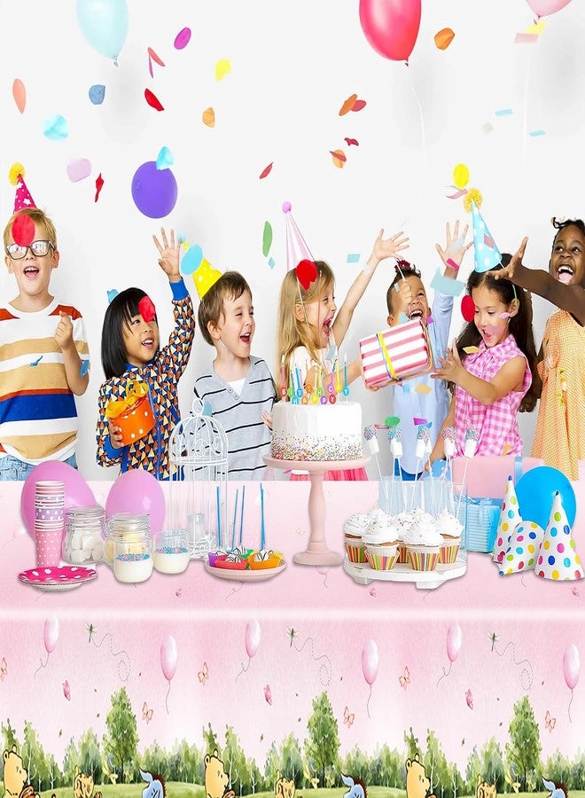 32 SPIRITS 3PCS Pink Winnie Baby Shower Tablecloth Classic Pooh Party Table Cloth for Girl Disposable Plastic Table Cover First Birthday Gender Reveal Supplies（54x108in） - Image 5