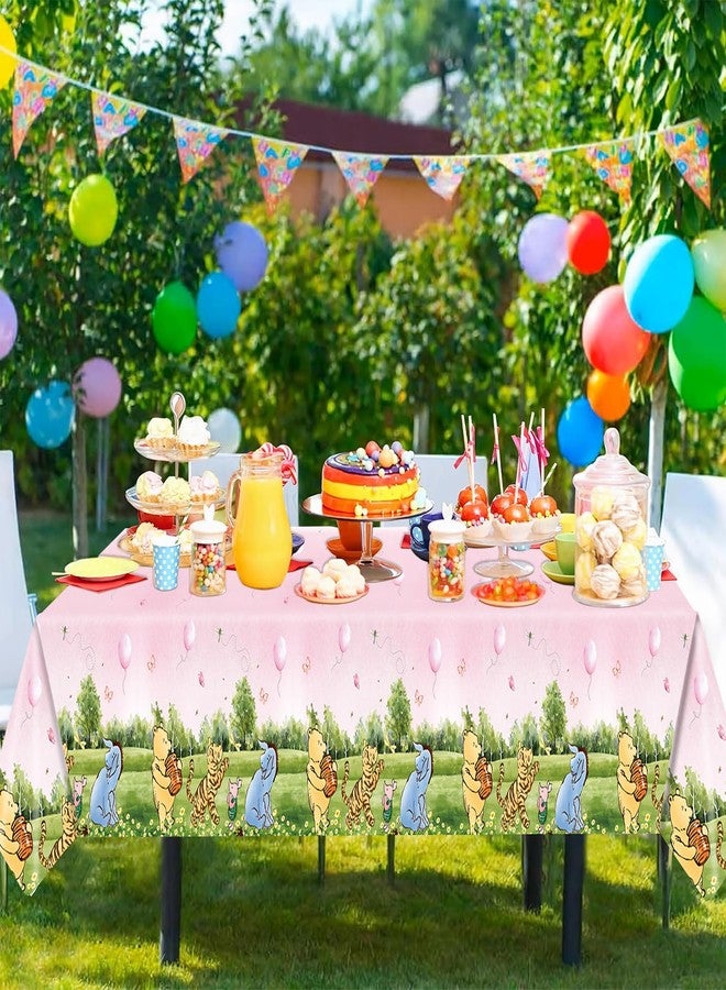 32 SPIRITS 3PCS Pink Winnie Baby Shower Tablecloth Classic Pooh Party Table Cloth for Girl Disposable Plastic Table Cover First Birthday Gender Reveal Supplies（54x108in） - Image 4