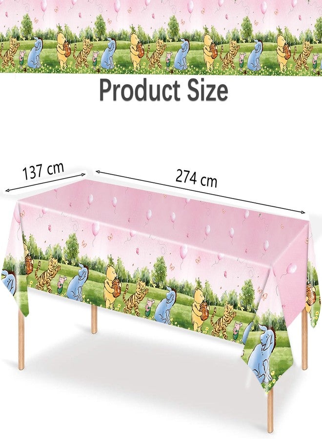 32 SPIRITS 3PCS Pink Winnie Baby Shower Tablecloth Classic Pooh Party Table Cloth for Girl Disposable Plastic Table Cover First Birthday Gender Reveal Supplies（54x108in） - Image 3