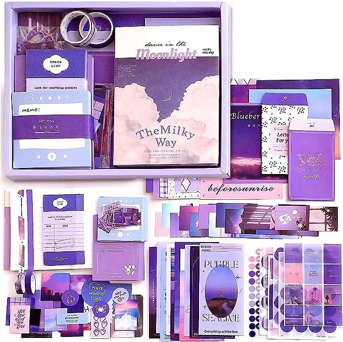 DIAMOND CRAFTZ 346pcs Vintage Scrapbook Stickers Pack for Art Journaling Bullet Junk Journal Planners DIY Paper Stickers Craft Kits Notebook Collage Album Aesthetic Sticker (MOONLIGHT) - Image 1