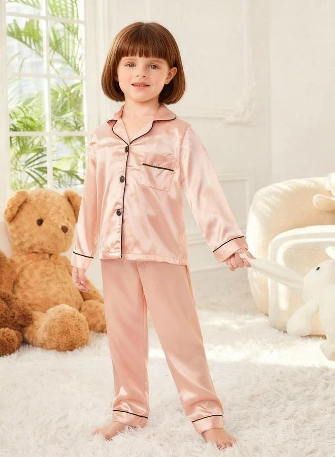 Take Two  Girls Satin Long Sleeve Shirt And Pyjama Set for Women | Best Price UAE
