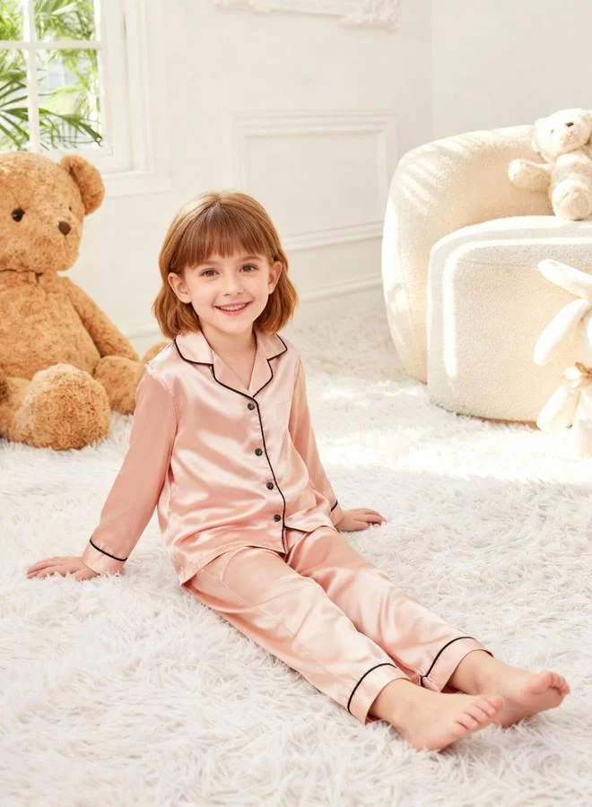 Take Two  Girls Satin Long Sleeve Shirt And Pyjama Set for Women | Best Price UAE