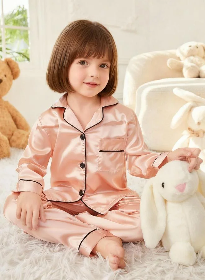Take Two Girls Satin Long Sleeve Shirt and Pyjama Set