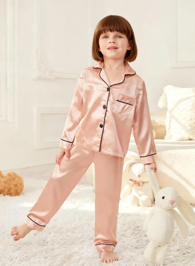 Take Two  Girls Satin Long Sleeve Shirt And Pyjama Set for Women | Best Price UAE
