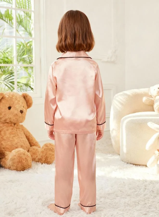 Take Two  Girls Satin Long Sleeve Shirt And Pyjama Set for Women | Best Price UAE