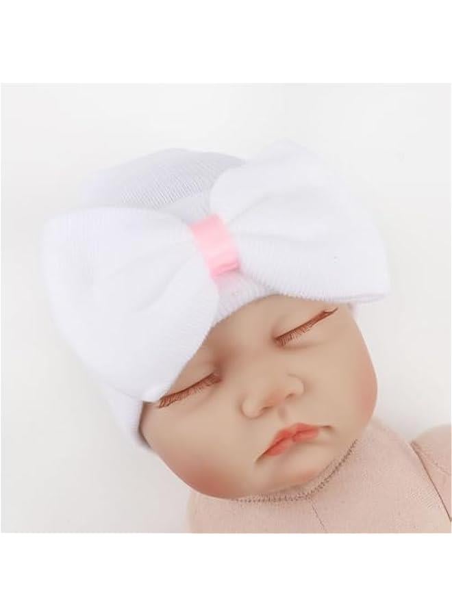 Newborn Hospital Hat Infant Baby Hat Cap with Big Bow Soft Cute Knot Nursery Beanie - Image 4