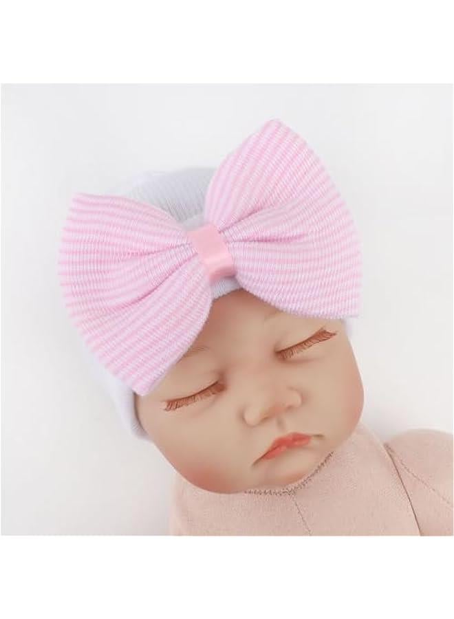 Newborn Hospital Hat Infant Baby Hat Cap with Big Bow Soft Cute Knot Nursery Beanie - Image 5