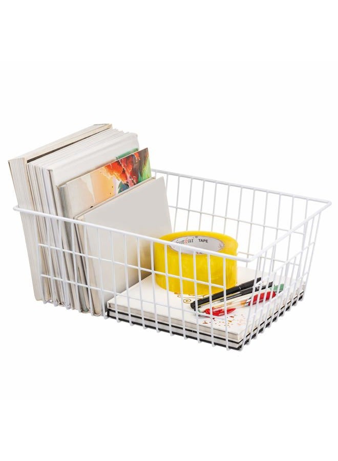iPEGTOP Wire Stroage Baskets, Farmhouse Metal Wire Basket Freezer Storage Organizer Bins with Handles for Kitchen Cabinets, Pantry, Closets, Bedrooms, Bathrooms, 2 Pack - Image 4