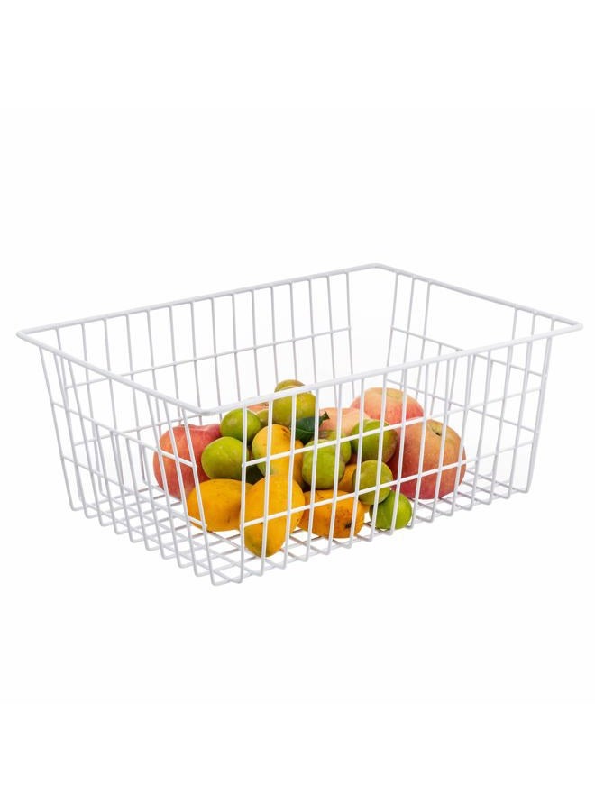 iPEGTOP Wire Stroage Baskets, Farmhouse Metal Wire Basket Freezer Storage Organizer Bins with Handles for Kitchen Cabinets, Pantry, Closets, Bedrooms, Bathrooms, 2 Pack - Image 2