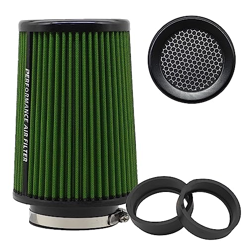 RIAYOOE 3 3.5 4 inch Cold Air Intake Filter 76mm 89mm 101mm Performance Cone Air Filters Universal for Racing Sport Car 3 Sizes in 1, B-4in-Green (XH-UN078-101-GR) - Image 1