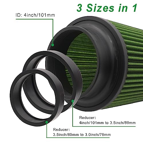 RIAYOOE 3 3.5 4 inch Cold Air Intake Filter 76mm 89mm 101mm Performance Cone Air Filters Universal for Racing Sport Car 3 Sizes in 1, B-4in-Green (XH-UN078-101-GR) - Image 2