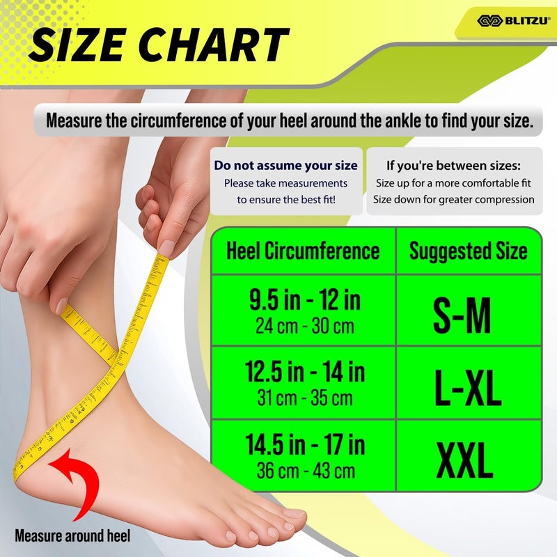 BLITZU Compression Socks for Plantar Fasciitis, Achilles Tendonitis, Arthritis Relief, Ankle Brace Compression Sleeve with Foot Arch Support, Ankle Wrap for Women, Men, Swelling & Heel Pain Black L-XL - Image 5