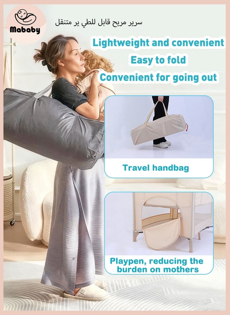 Mababy Double layered baby crib Multifunctional Baby Bed, Portable And Foldable Play Cots (with Wheels) - Image 2