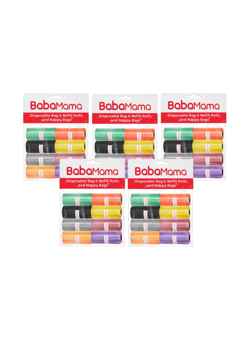 Babamama BabaMama Bag and Refill 8 Rolls Pack of 5-800 Bags, Baby Nappy bag, Pet waste bag, Scented Diaper bag, Trash bag, Garbage bag, Colorful Plastic bag, sacks  - Image 1
