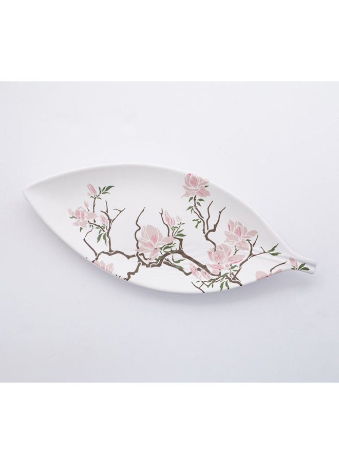 Bright Designs - Bright Designs Melamine Matt Leaf Serving Plate 
Set of 2 (L 36cm W 15cm) Cherry Blossom - Image 1