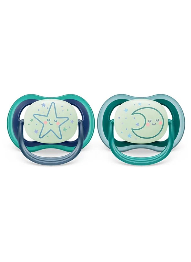 PHILIPS AVENT 2 Pieces Ultra Air Night Pacifier, 6 - 18 Months