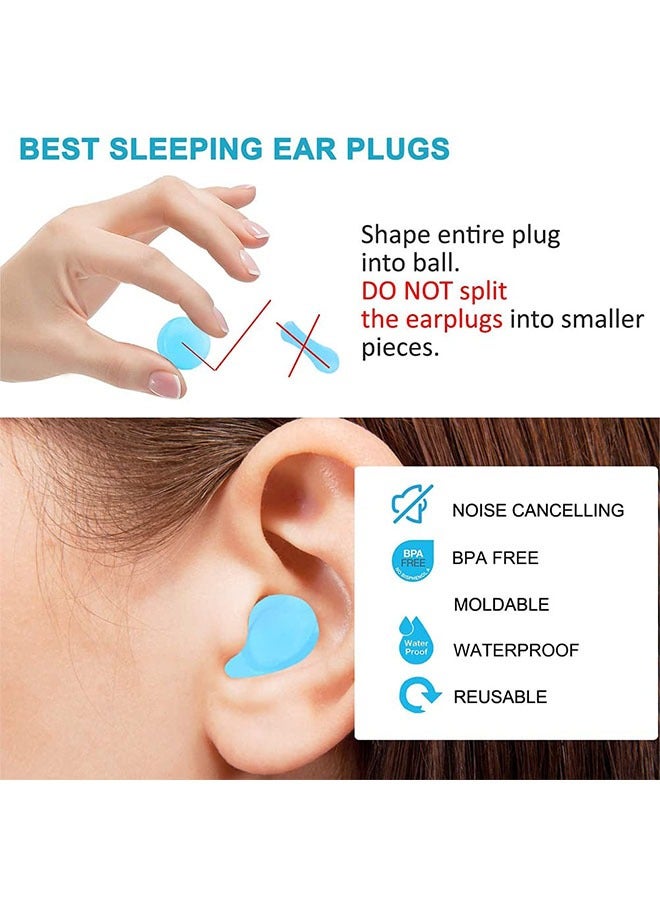 6 Pairs Gel Ear Plugs Reusable Silicone Earplugs Waterproof Moldable Swimming Earplugs Noise Cancelling Ear Plugs for Adults Ear Plugs for Swimming Sleeping Snoring Studying (Blue) - Image 3