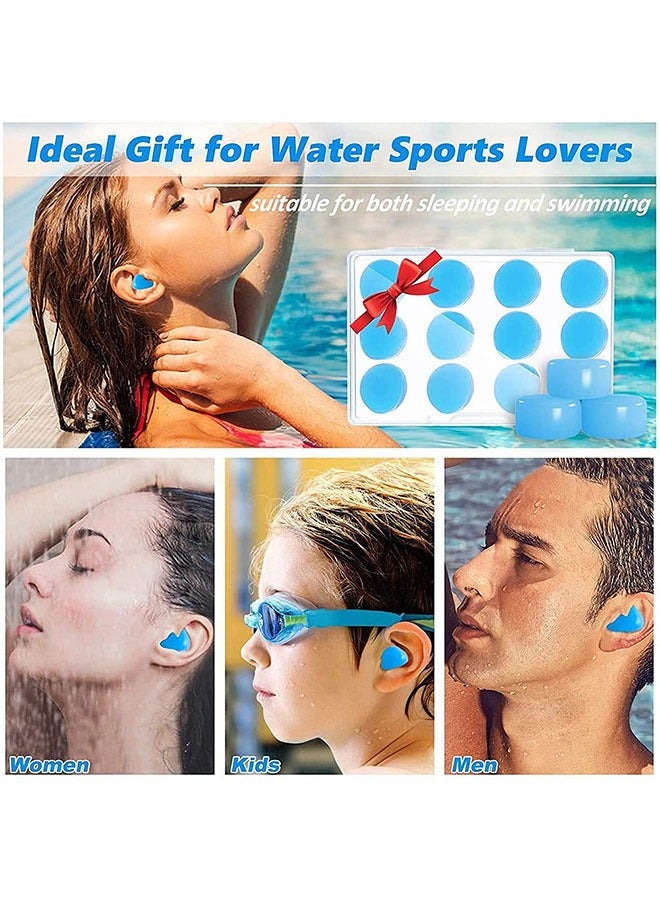 6 Pairs Gel Ear Plugs Reusable Silicone Earplugs Waterproof Moldable Swimming Earplugs Noise Cancelling Ear Plugs for Adults Ear Plugs for Swimming Sleeping Snoring Studying (Blue) - Image 5
