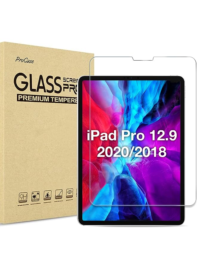 Procases iPad Pro 12.9 Screen Protector 2022 2021 2020 2018, Tempered Glass Screen Film Guard Screen Protector for iPad Pro 12.9 6th 2022/ 5th 2021/ 4th Gen 2020/ 3rd Gen 2018 -Clear - Image 1