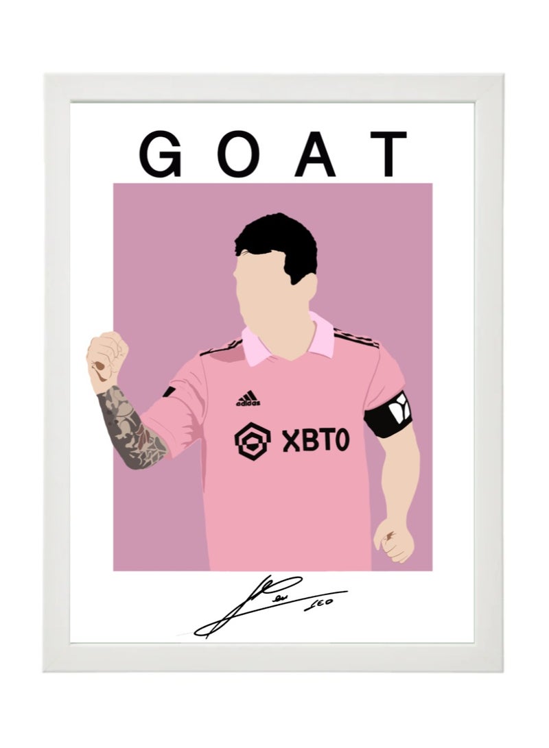 Lionel Messi Inter Miami Illustration Art Autographed Poster with Frame 30x40cm