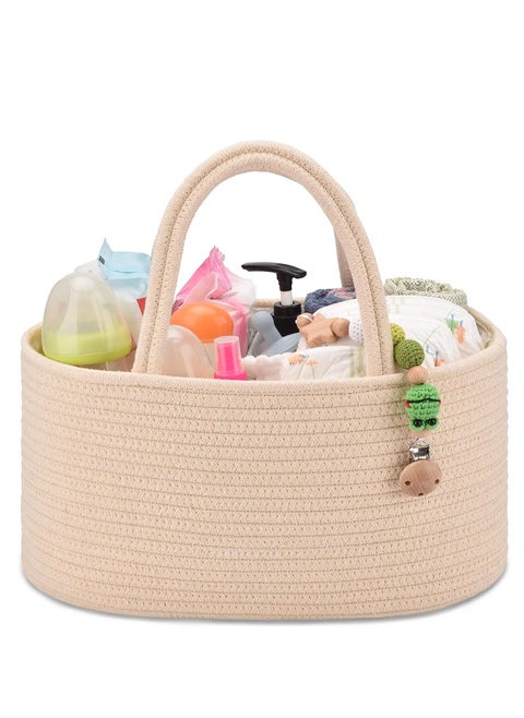 Baby diaper organizer, nursery storage basket, tissue basket with burping cotton cloth