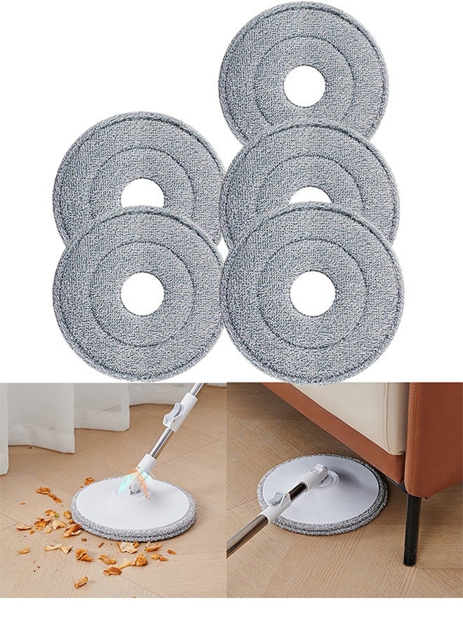 5-Piece Mop Head Cloth – 25cm Round Replacement Pads for Spin Wring Mops, 360° Rotating Cleaning Barrel - Image 1
