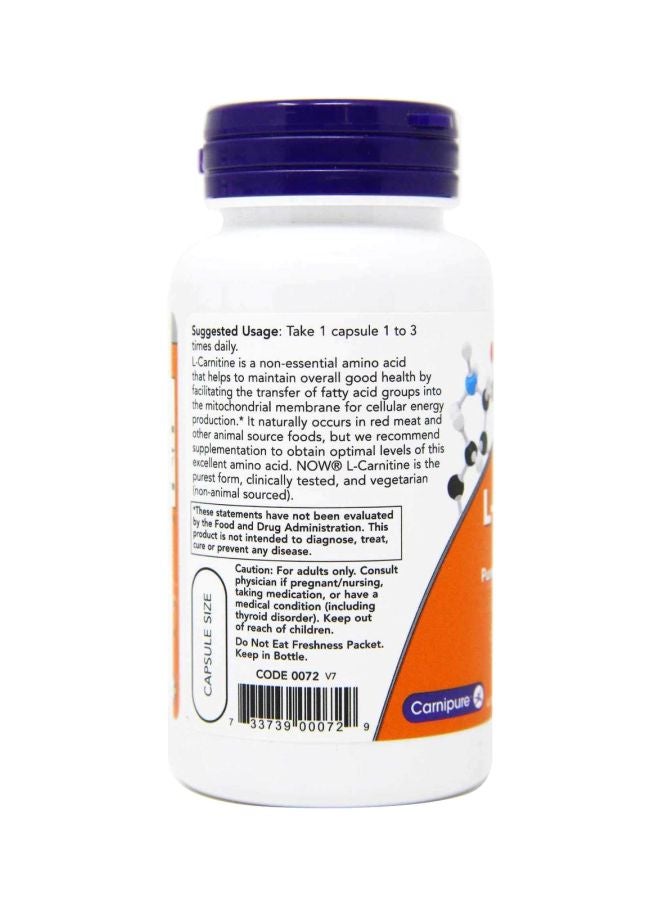 Now Foods L-Carnitine 500 mg - 60 Capsules - Image 3