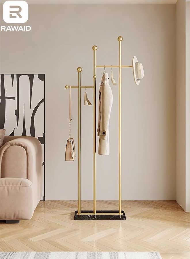 رَوَائِد حامل معاطف قائم بقاعدة رخامية، حامل ملابس معدني ثقيل التحمل لتعليق المعاطف والقبعات والأوشحة والحقائب. - Image 1