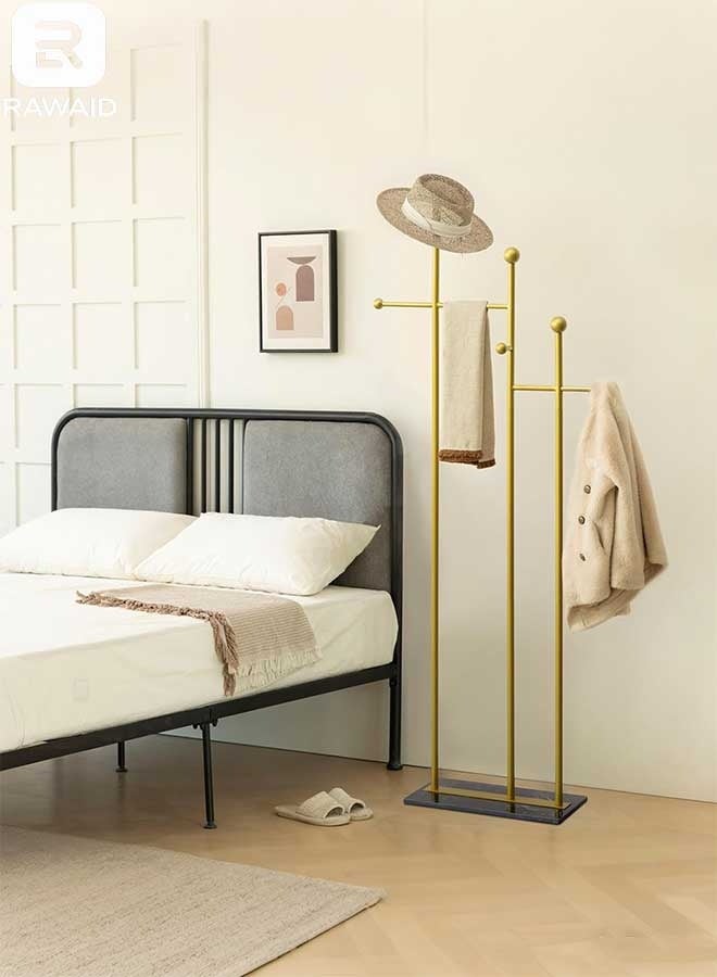 رَوَائِد حامل معاطف قائم بقاعدة رخامية، حامل ملابس معدني ثقيل التحمل لتعليق المعاطف والقبعات والأوشحة والحقائب. - Image 2