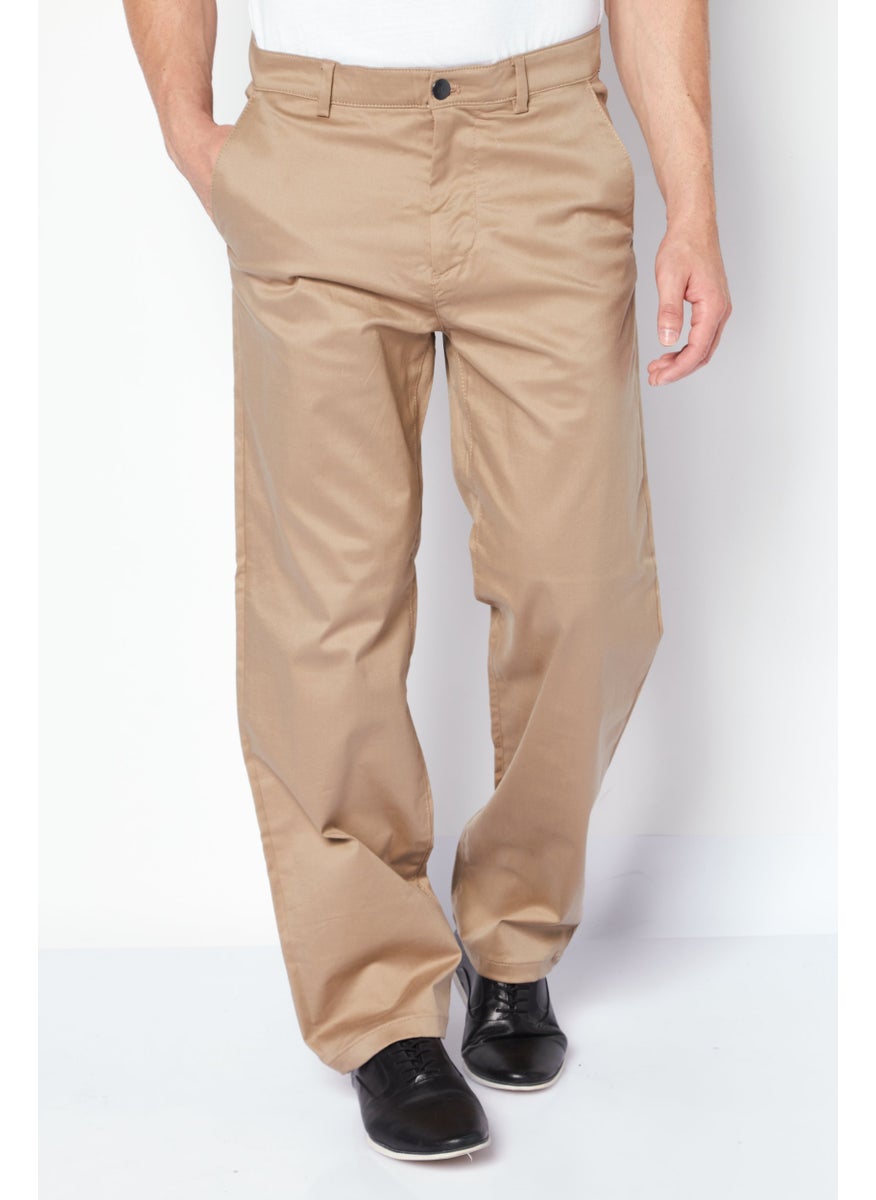 Selected Homme سروال تشينو فضفاض للرجال، تان  - Image 1