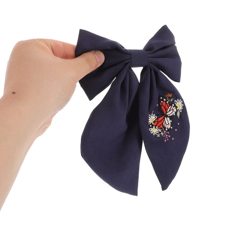 Bowknot Hair Clips: Double Layer Fabric Design Spring Clamp For Secure Hold - Cute Hair Accessories For Ponytails & Updos - Image 2