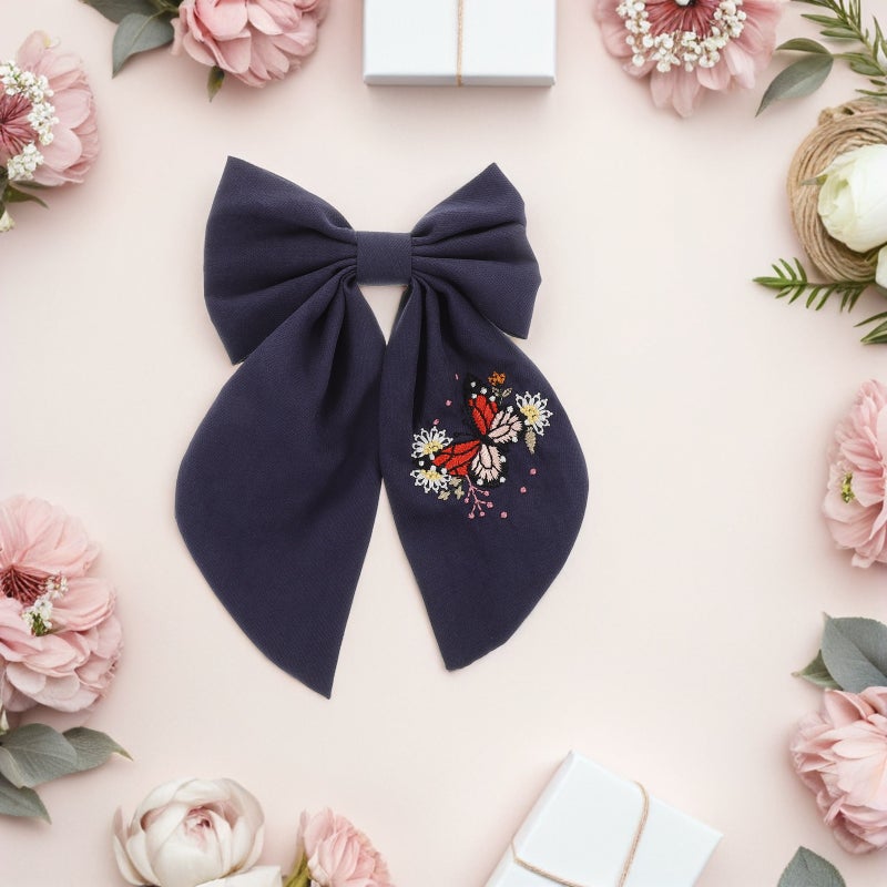 Bowknot Hair Clips: Double Layer Fabric Design Spring Clamp For Secure Hold - Cute Hair Accessories For Ponytails & Updos - Image 3