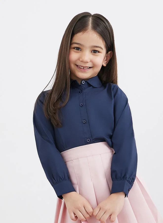 ستايلي Styli Girls Navy Blue Peter Pan Collar Shirt