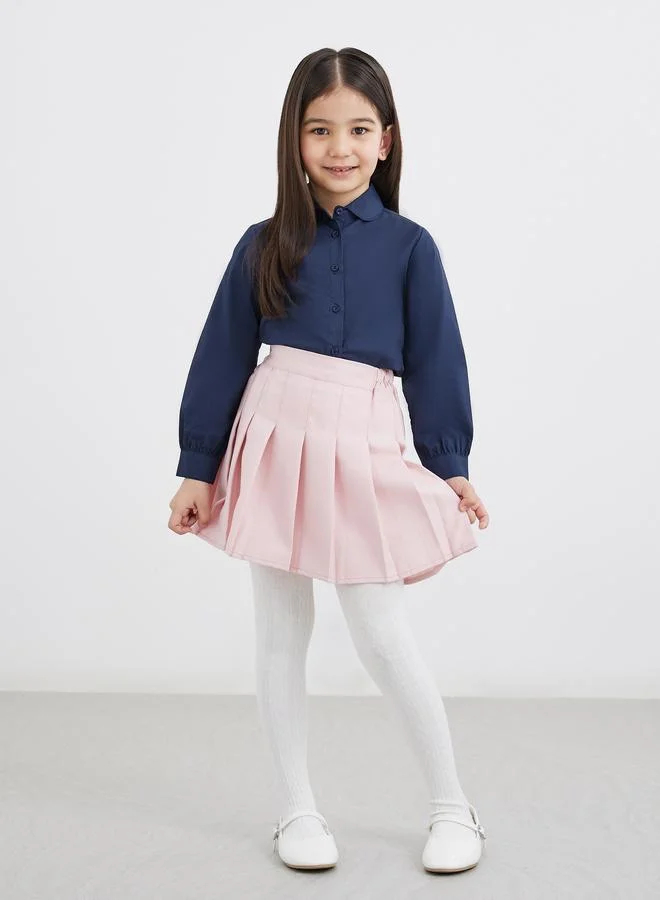 ستايلي Styli Girls Navy Blue Peter Pan Collar Shirt