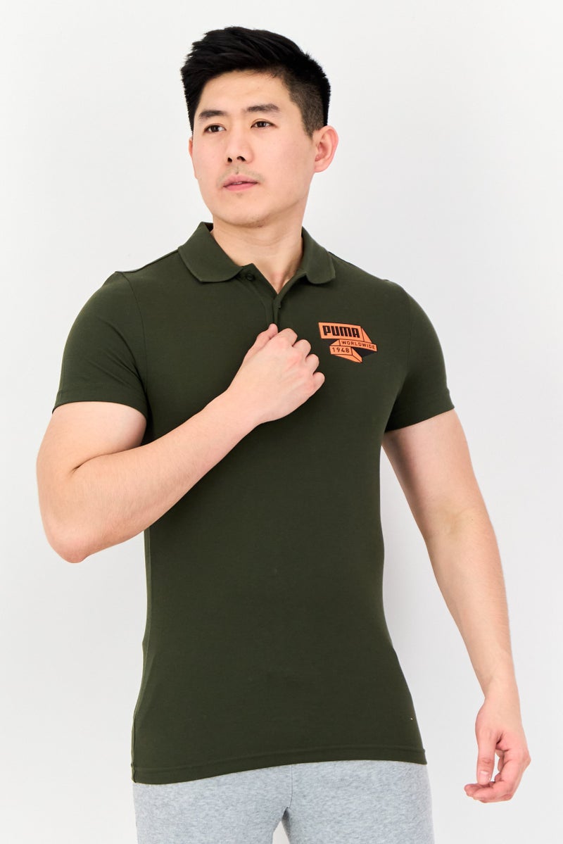 PUMA Men Slim Fit Short Sleeves Outdoor Polo Shirt, Olive - Image 1