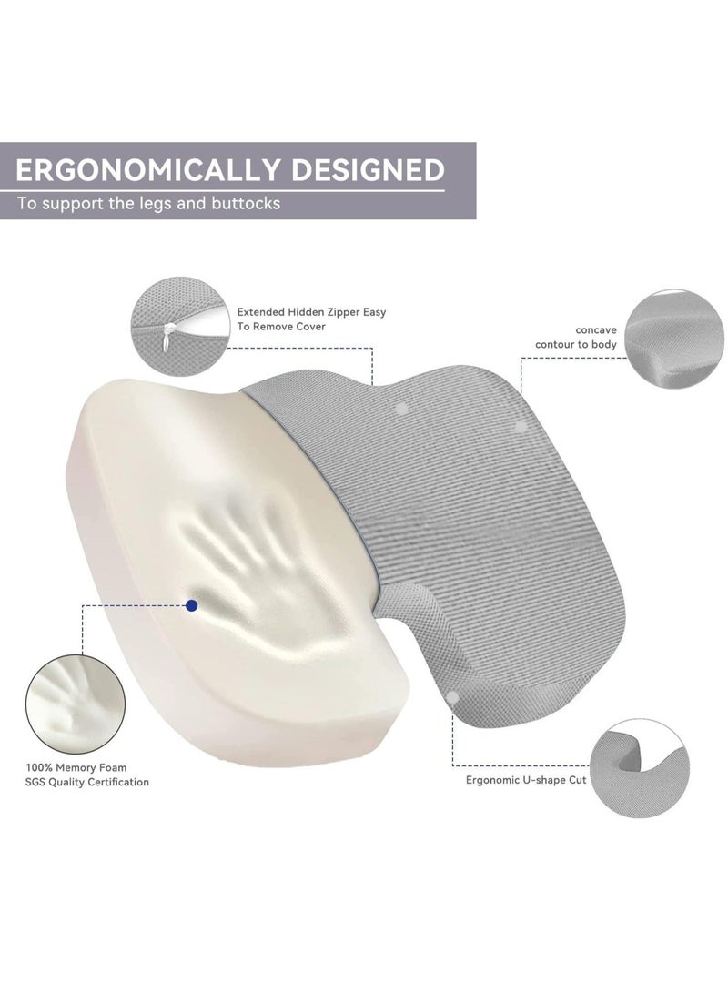 والالا وسادة مقعد مريحة محمولة متقدمة ومجموعة وسائد دعم قطنية مع وسادة دعم خلفية كبيرة جدًا من إسفنج الذاكرة للسيارة والمكتب وكرسي الكمبيوتر والكراسي المتحركة - Image 4