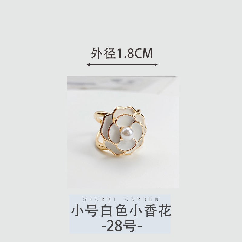 Chic Camellia Coat Button Scarf Buckle [small white small fragrant flower] 
