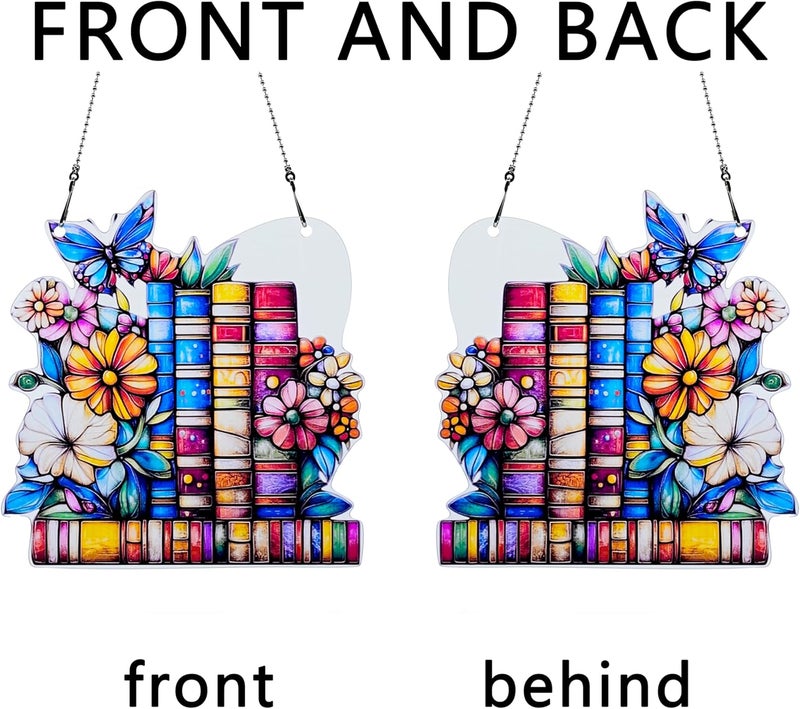 thmnj Book Flower Butterfly Ornaments Colorful Window Hanging Decorations Home Wall Decor for Indoor Outdoor - Image 4