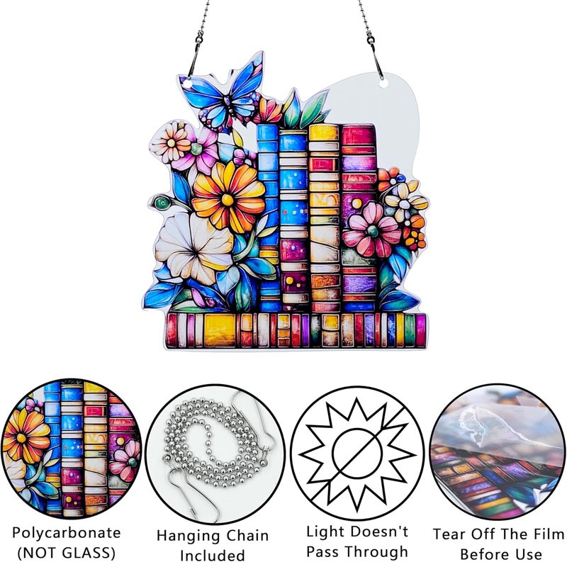 thmnj Book Flower Butterfly Ornaments Colorful Window Hanging Decorations Home Wall Decor for Indoor Outdoor - Image 3