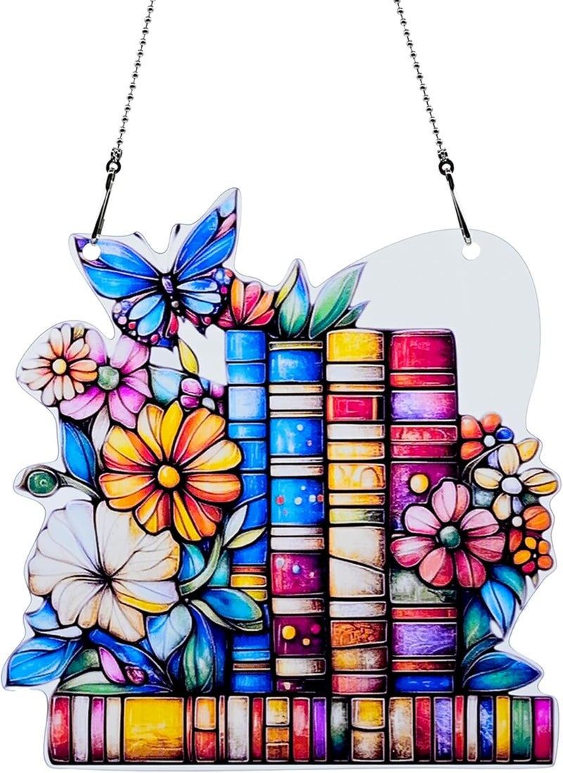 thmnj Book Flower Butterfly Ornaments Colorful Window Hanging Decorations Home Wall Decor for Indoor Outdoor - Image 1